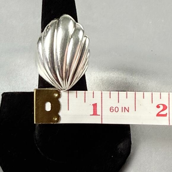Vintage Taxco Mexico 925 Sterling Silver Ribbed Dome Shell Ring Size 5 TV-47 - Picture 6 of 13